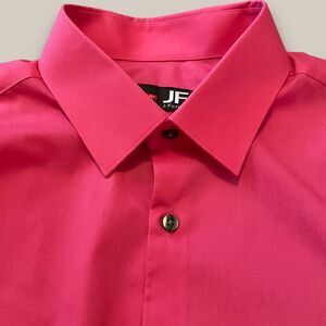 Hot Pink Dress Shirt Men’s L 16-16.5 34-35 Slim Fit Wedding Prom Formal J Ferrar